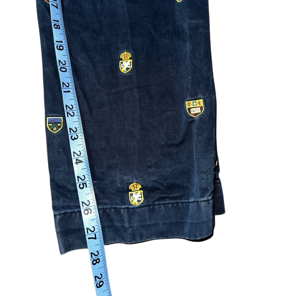 POLO‎ RALPH LAUREN Chino Pants Men's 33x30 Navy All over Crests Embroidered - Picture 4 of 7